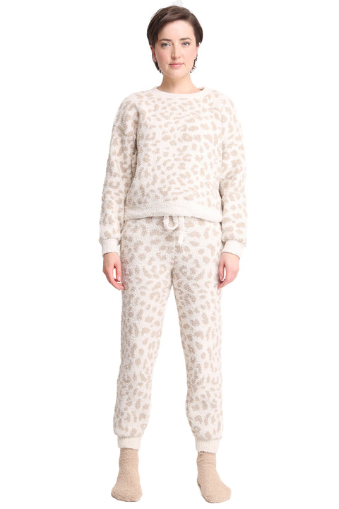 Women's Luxury Soft Cozy Leopard Print Lounge Pullover Sweater