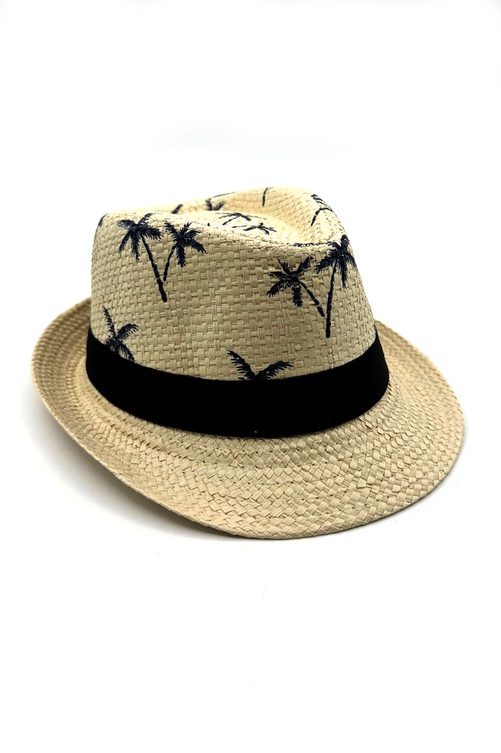 Kids Beige Summer Straw Palm Tree Hat Fedora Beach Sun Hat