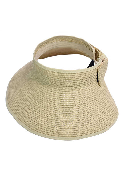 Women's Sun Visor Hats with Wide Brim Foldable Straw Roll Up