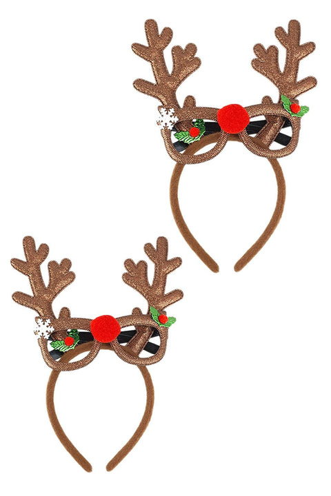 Reindeer Christmas Headband and Glasses Frames, Pack of 2 - Vacay Land 