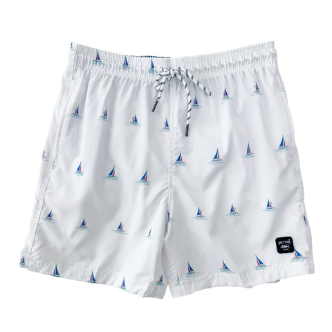 Men's Beach Swim Trunks Above the Knee Shorts Quick Dry with Pockets Nautical Prints