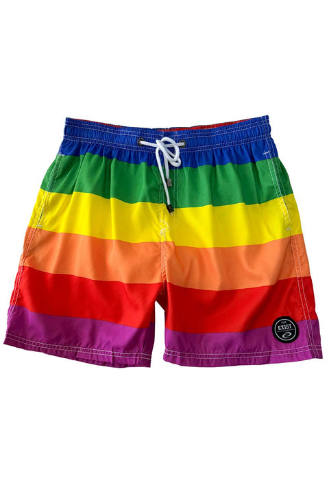 Men's Rainbow Swimming Trunks Lounge Boxer Shorts Elastic Boxers Swimwear 17 Inch Outseam