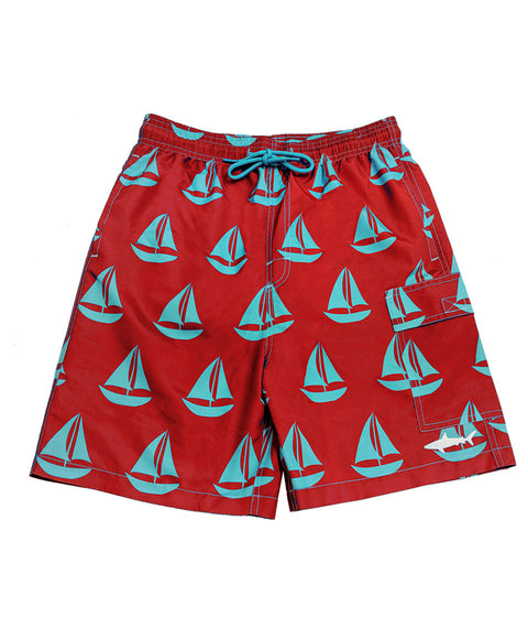 Boys Swim Shorts Fast Dry, Boat Print