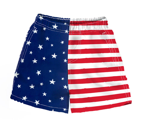 Toddler Swim Shorts Fast Dry, Patriotic Print