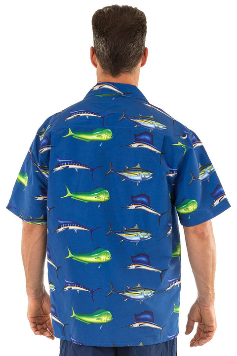 Men's Hawaiian Casual Shirt, Fish Print