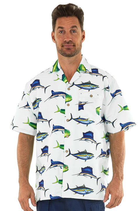 Men's Hawaiian Casual Shirt, Fish Print