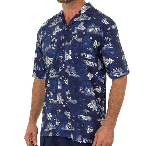 Men's Hawaiian Casual Short Sleeve Beach Surf Aloha Party Shirt