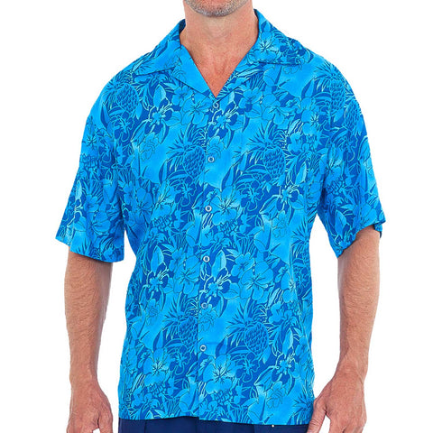 Men's Hawaiian Short Sleeve Beach Tropical Flowers Print Party Shirt