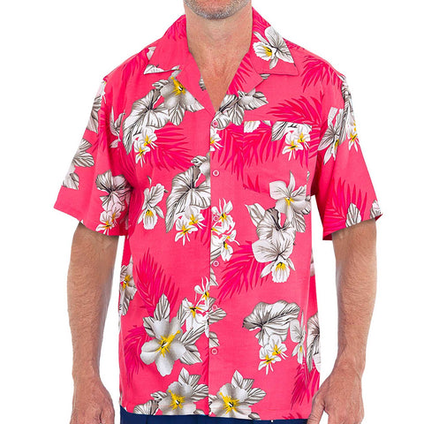 Men's Hawaiian Short Sleeve Beach Tropical Flowers Print Party Shirt