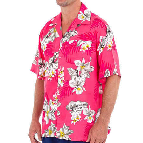 Men's Hawaiian Short Sleeve Beach Tropical Flowers Print Party Shirt