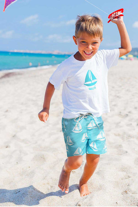 Boys Swim Shorts Fast Dry, Boat Print