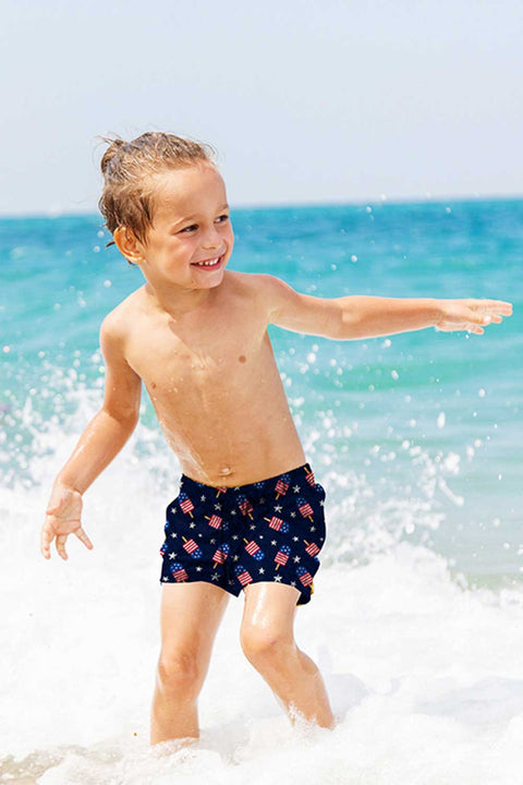 Toddler Swim Shorts Fast Dry, Patriotic Print