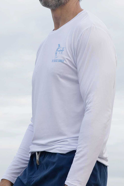 Men's UPF 50+ Rashguard Swim Tee Long Sleeve Running Shirt with Design