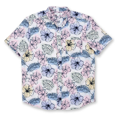 Men's Short Sleeve Casual Button-Down with All Over Design Shirt