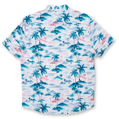 Men's Short Sleeve Casual Shirt and Dry Fast Swimming Trunks, Palm Trees Print