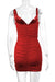 Twist Front Ruched Sleeveless V-Neck Bodycon Mini Dress