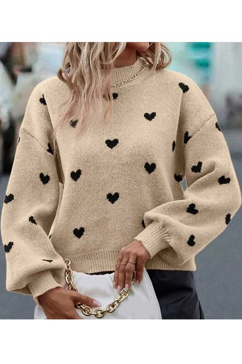 Sweet Heart Turtleneck Knit Sweater