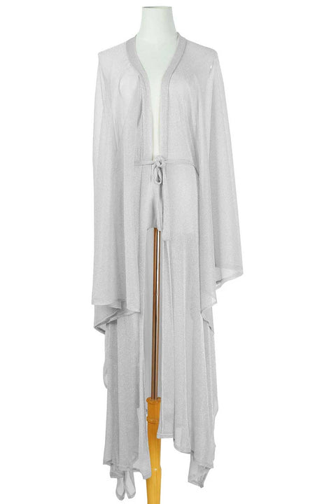 Mesh Kimono Cover Up with Tie Front