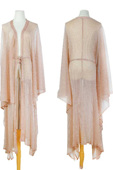 Mesh Kimono Cover Up with Tie Front