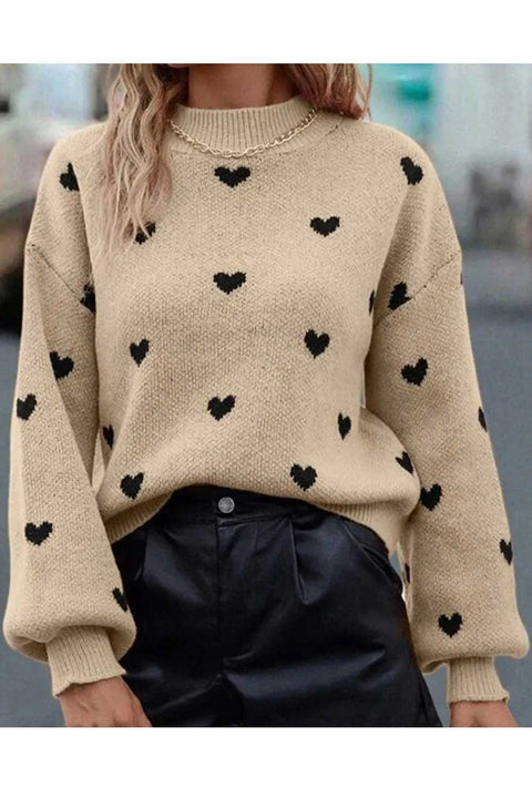 Sweet Heart Turtleneck Knit Sweater