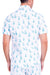 White with Aqua Pineapples Button Up Short Sleeve Dress Shirt