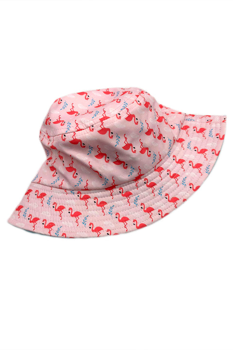 Kids Sun Hat Breathable Bucket Hat Summer Play Hat, Fuchsia Flamingo
