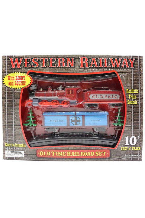 Classic Western Railway Set with Light and Sound, Red/Black/Blue