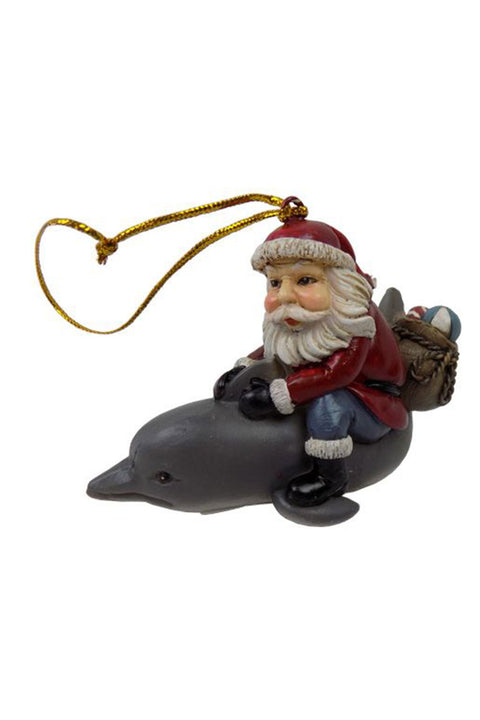Santa on Dolphin, Christmas Ornament
