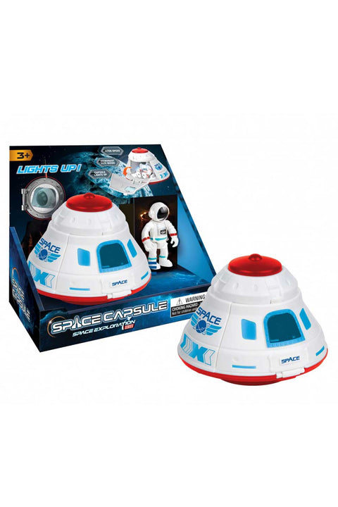 White Space Capsule With Astronaut Figure & Lights  4.75  x 4.25 inch