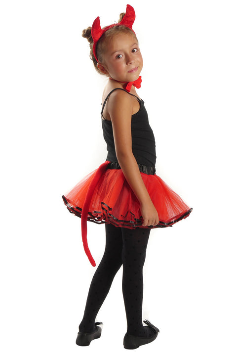 Halloween Red Devil Costume Set: Tutu, Horns, Bow, and Tail for 2-10 Years