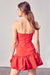 Women's Embellished Ruffled Tulip Hem Sweat Heart Strapless Mini Dress