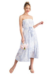 Women's Light Blue Sleeveless Flower Print Midi Dress - Vacay Land 