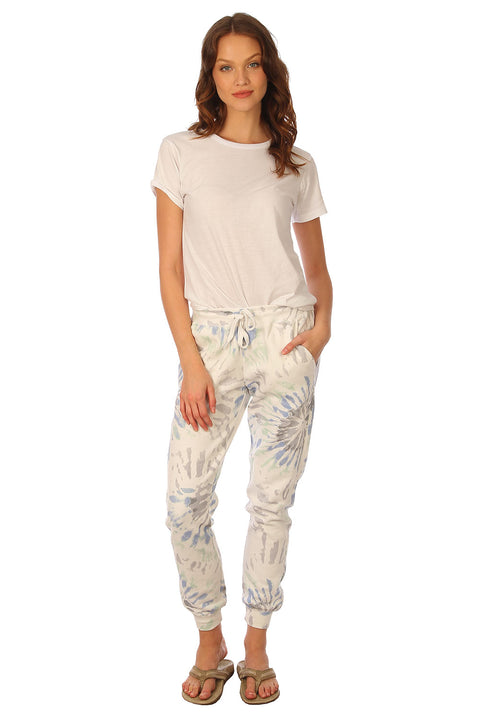 Women's Casual Tie Dye Pant with Pockets, Blue