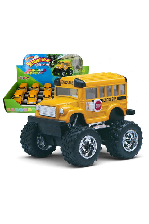 Kinsmart Box of 12 Diecast Model Toy Cars 4'' Funny Yellow School Bus Model Toy