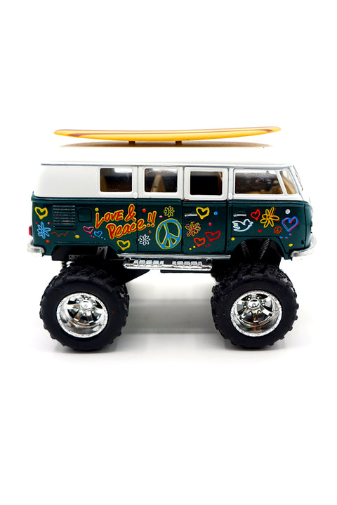5" Fun Stuff Toy Cars Green VW Bus, No Box, Diecast