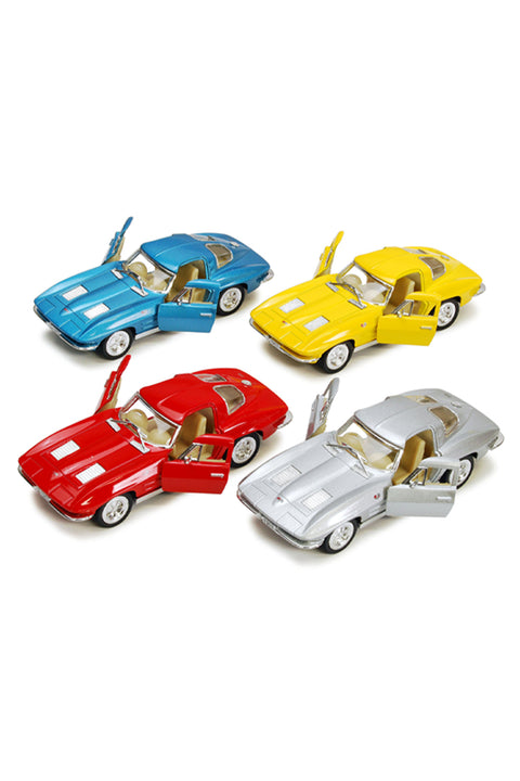 Kinsmart Box of 12 1/36 Scale Diecast Model Toy Cars 1963 Chevy Corvette Sting Ray Diecast Model Toy Car 5" Inch Scale Assorted Colors