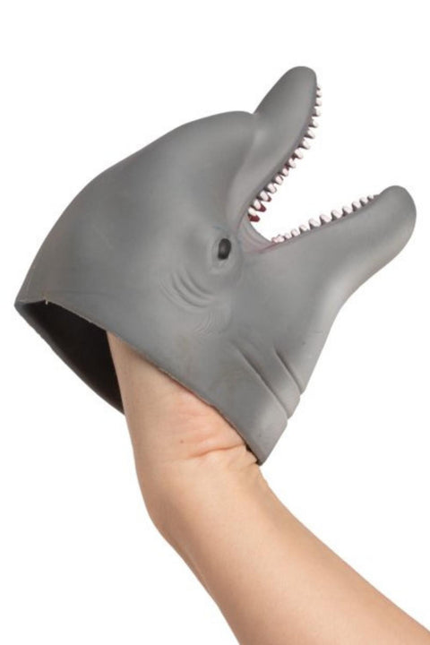 Rubber Gray Dolphin Head Hand Puppet Toy