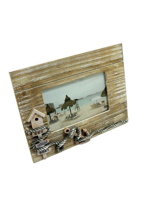 Sea House Boat Rustic Wood Picture Frame 6"x 4"
