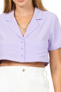 Women's Lavender Easy Breezy Box Fit Crop Top