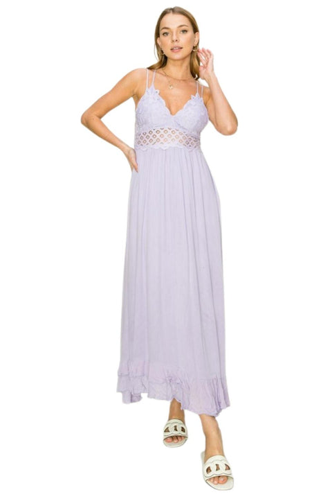 Women's Lavender In Love Bustier Lace Maxi Dress