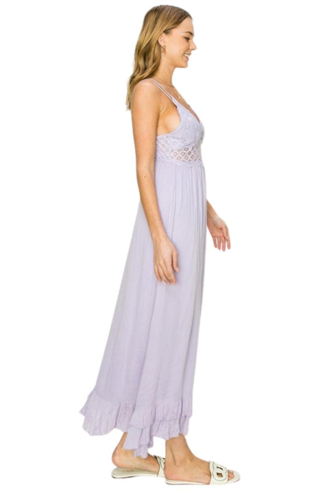 Women's Lavender In Love Bustier Lace Maxi Dress