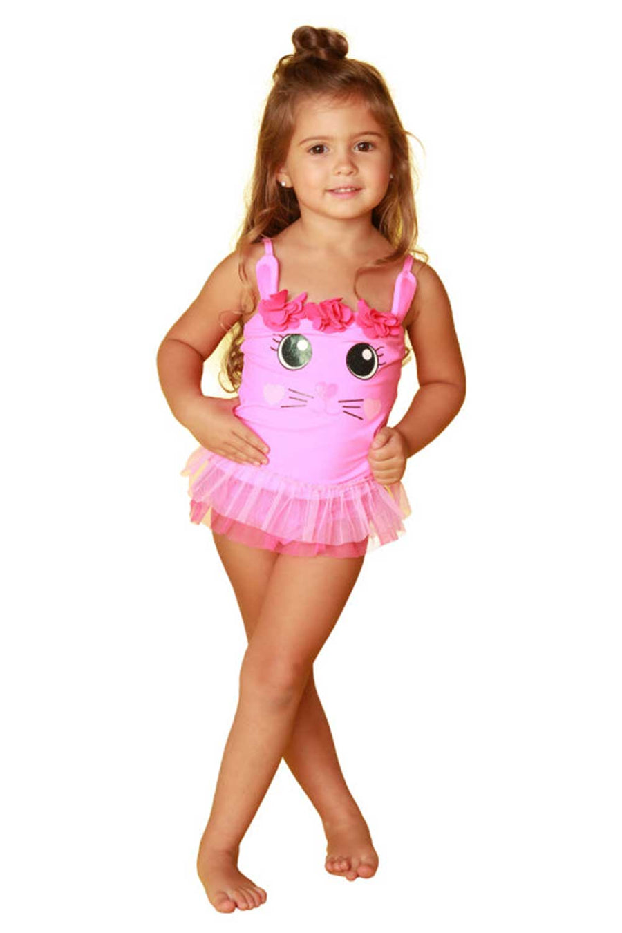 Girls Toddlers Pink One-Piece Swimsuits Cute Bunny and Tulle - Vacay Land 