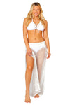 Women's White Fishnet Mesh Slit Side Cover-Up Pants - Vacay Land 