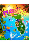 Florida Map Beach Blanket, Cotton Velour, 54"x68" - Vacay Land 