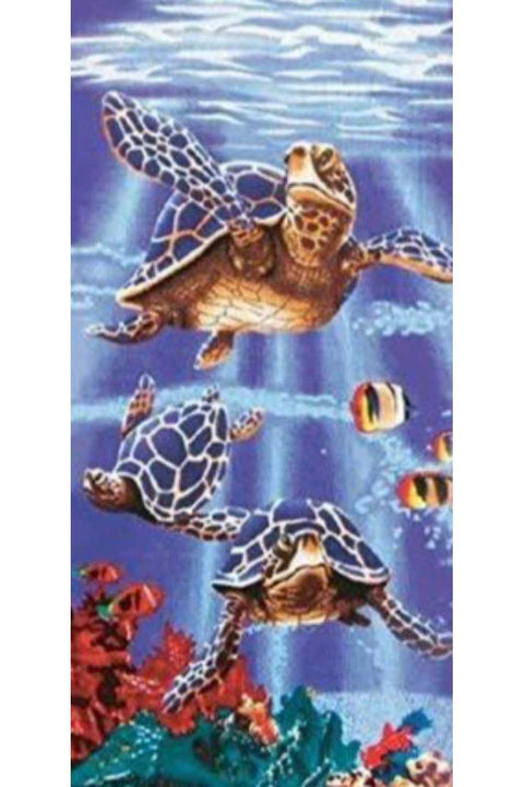 Under The Water Sea Turtles Beach Towel, Cotton Velour, 30"x60"