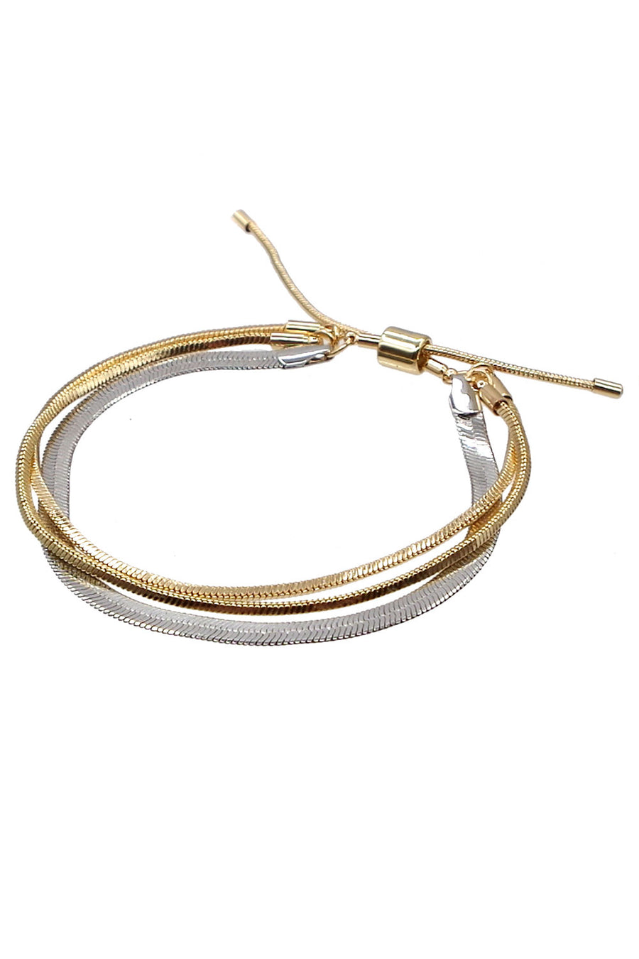 Women's Silver and Gold Herringbone Chain Bracelet - Vacay Land 