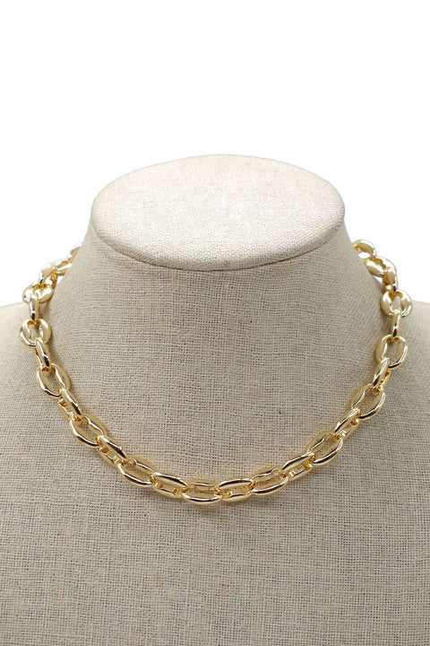 Women's Gold Oval Link Chain Necklace