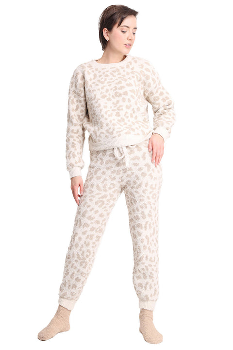Women's Luxury Soft Cozy Leopard Print Lounge Pullover Sweater