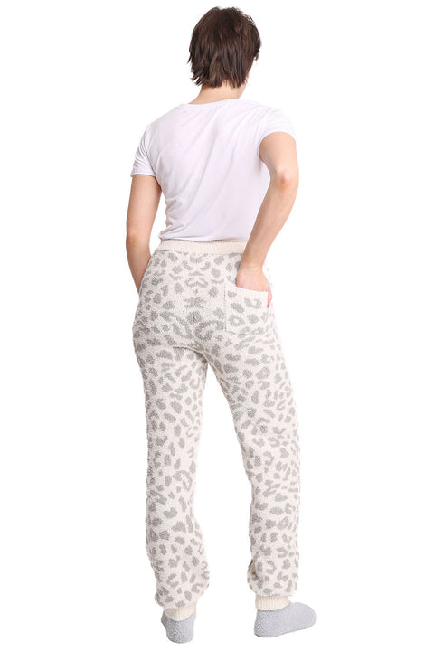 Women's Luxury Soft Cozy Leopard Print Lounge Pants with Tie Knot String