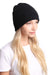 Women's Solid Color Beanie with Ribbed Trim Hat
